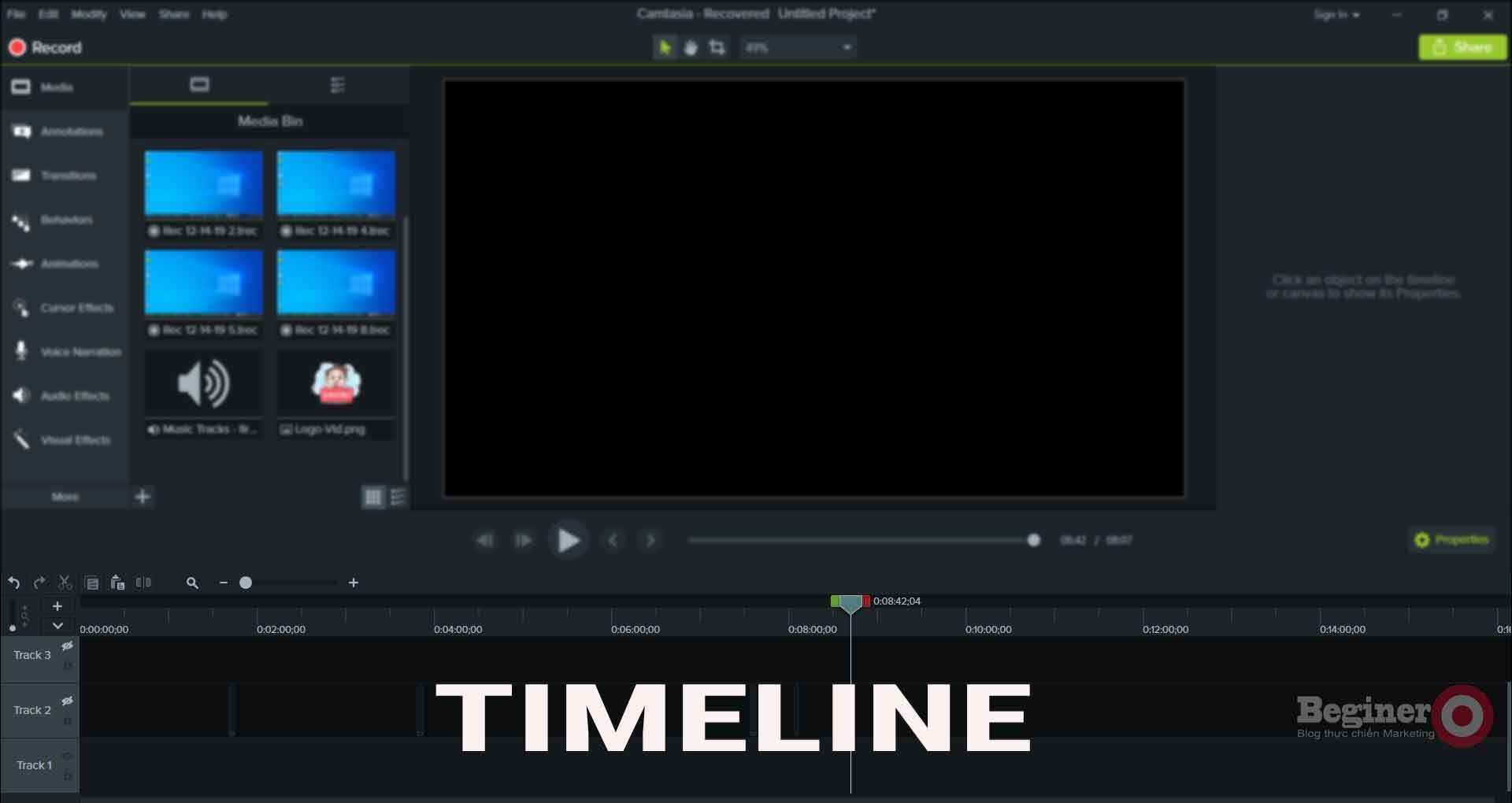 Cách dùng timeline trong Camtasia 9
